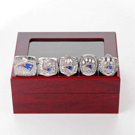 New England Patriots Championship Replica Ring Set with FREE 2019 Replica Ring When Released