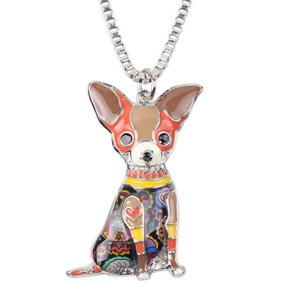 Sitting Paisley Chihuahua Necklace
