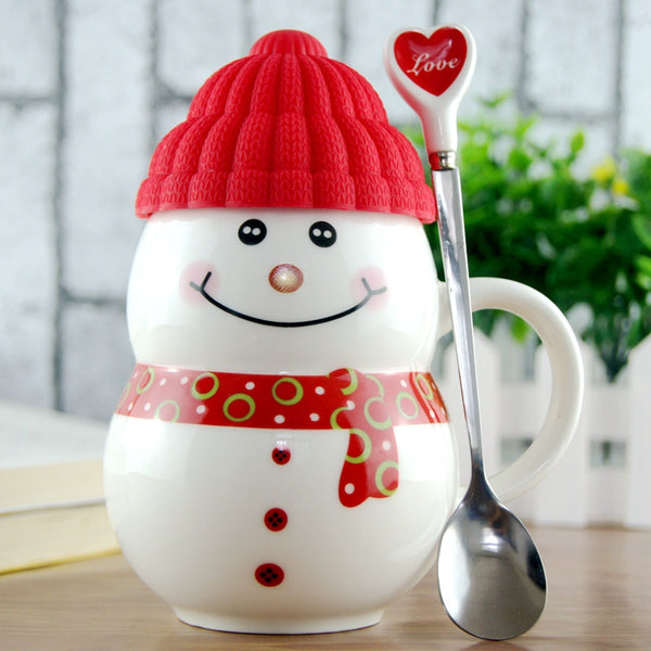 Snowman Hot Cocoa Mug w/ Stirring Spoon