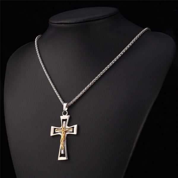 Men's Crucifix Cross Pendant With 22" Necklace