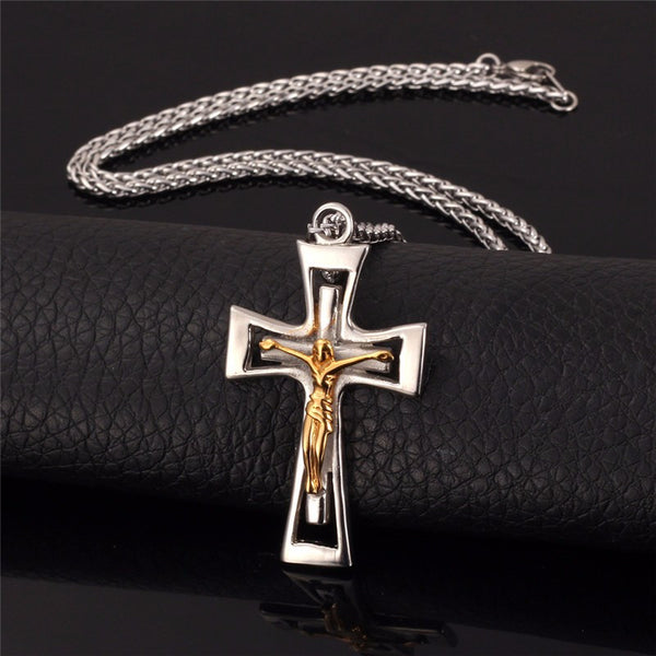Men's Crucifix Cross Pendant With 22" Necklace
