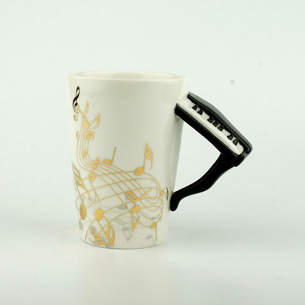 Novelty 220ml Piano Ceramic Cup Personality Music Note Milk Juice Lemon Mug Coffee Tea Cup Christmas New Year Gift