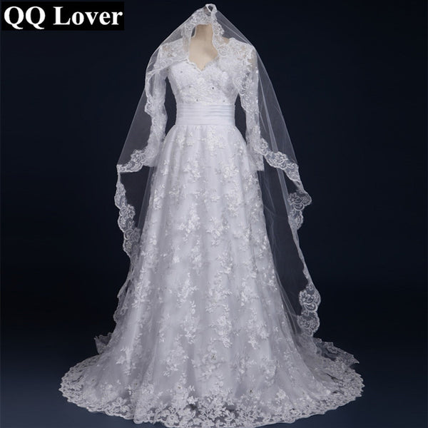 Lacy Elegant Wedding Dress with Long Sleeves