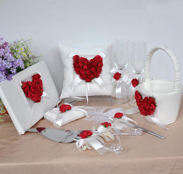 Elegant Red Rose Wedding Accessories