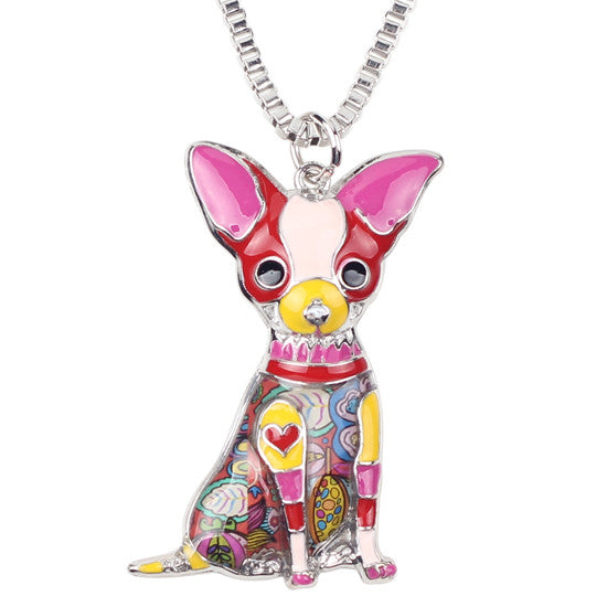 Sitting Paisley Chihuahua Necklace